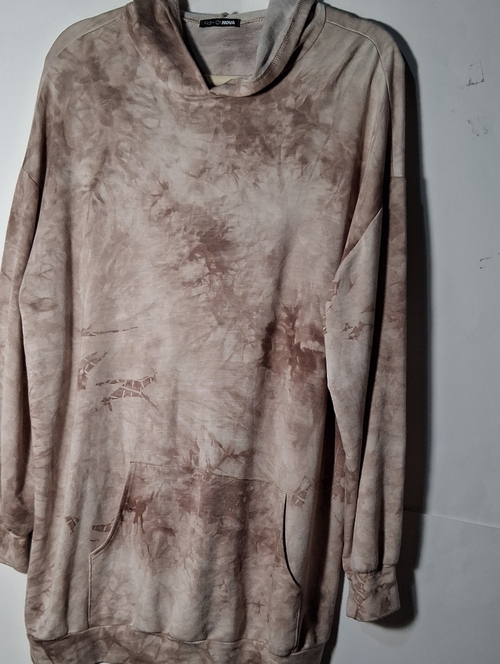 Fashion Nova Taupe Tie-Dye Pea Coat Style Pullover